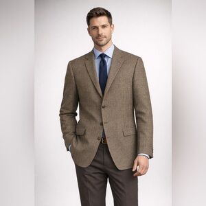 • Burberry London • Plaid Sports Jacket 3 Button Down Black Tan 44R Men’s